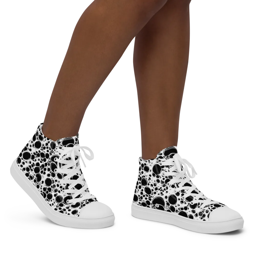 Obsidian Bubble on Women's High Top Canvas Shoes — Right