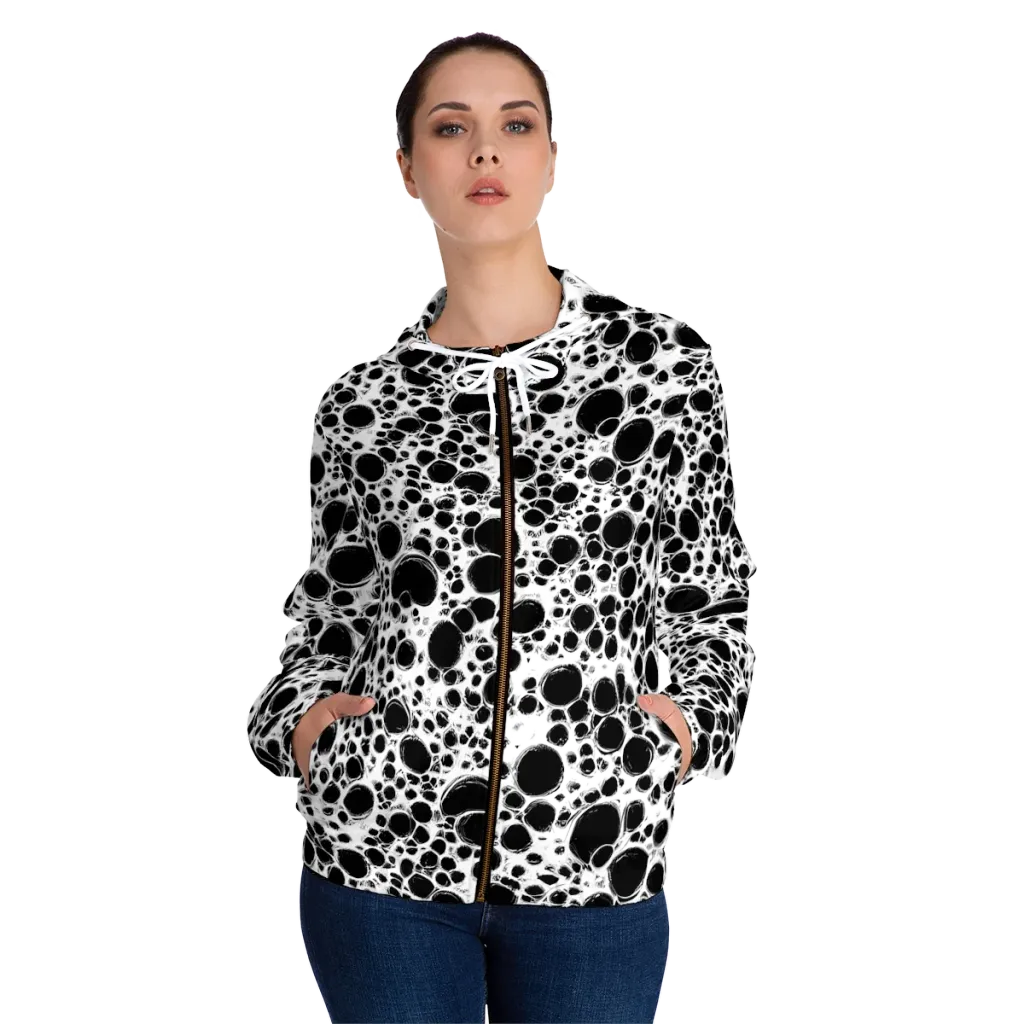 Obsidian Bubble on Women's Full-Zip Hoodie — Front On Person