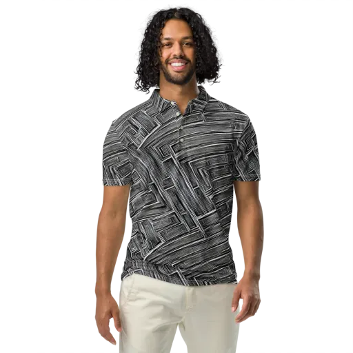 Architectural Grain on a Men's Slim Fit Polo Shirt