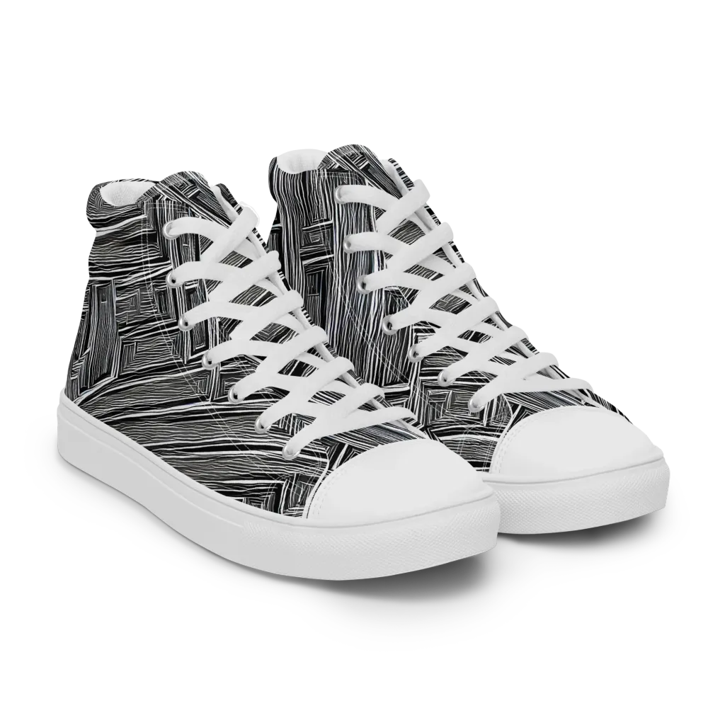Architectural Grain on Men's High Top Canvas Shoes — Right Front