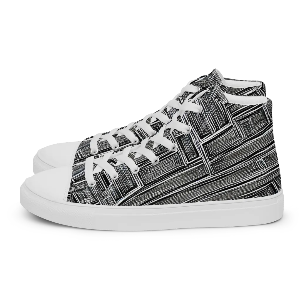 Architectural Grain on Men's High Top Canvas Shoes — Left