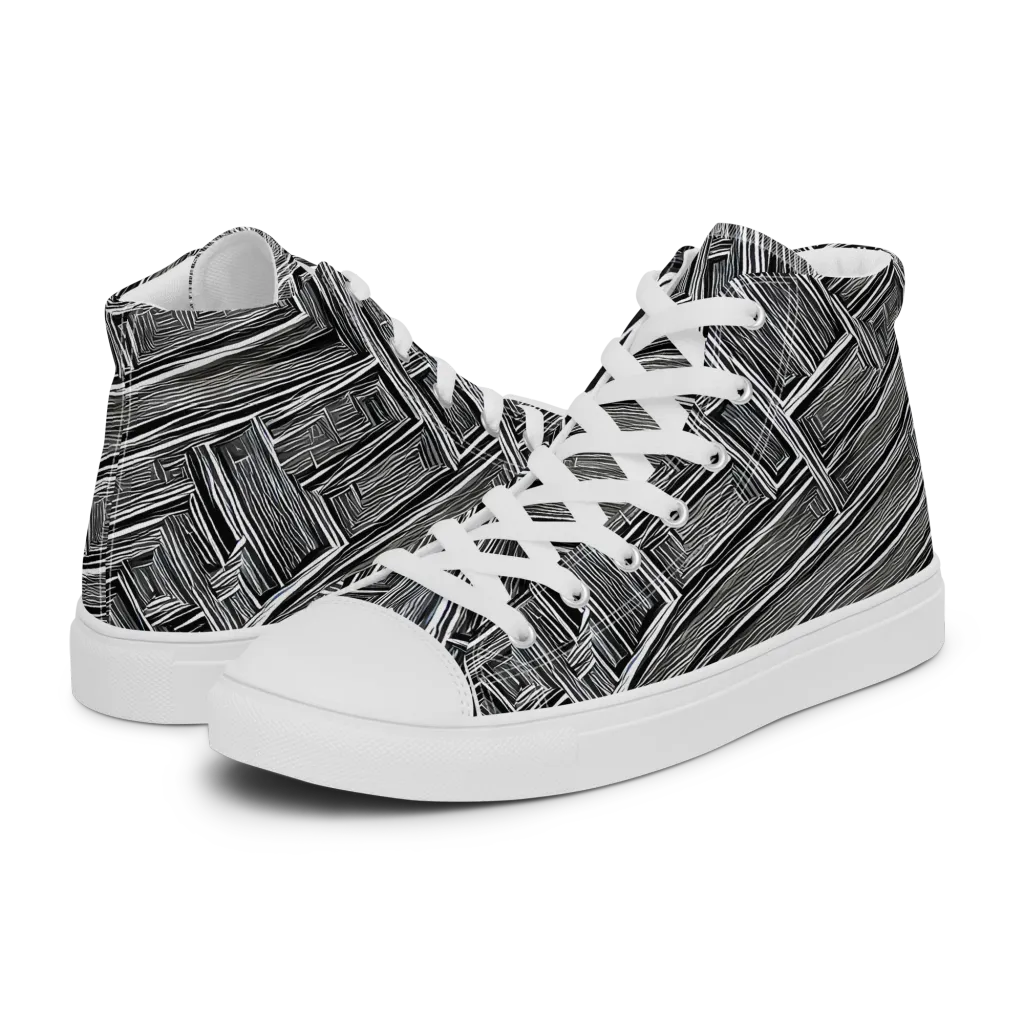 Architectural Grain on Men's High Top Canvas Shoes — Left