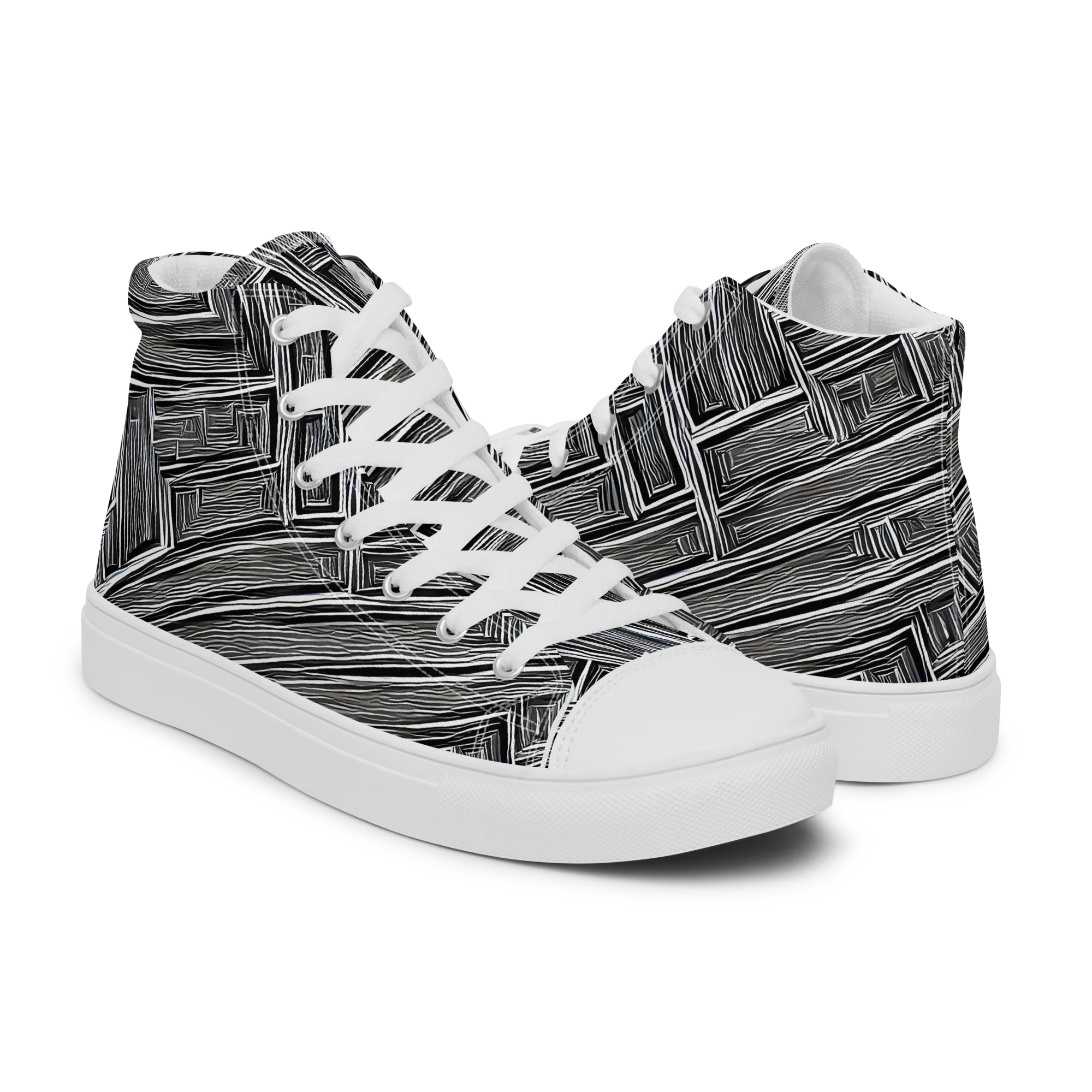 Architectural Grain on Men's High Top Canvas Shoes — Right