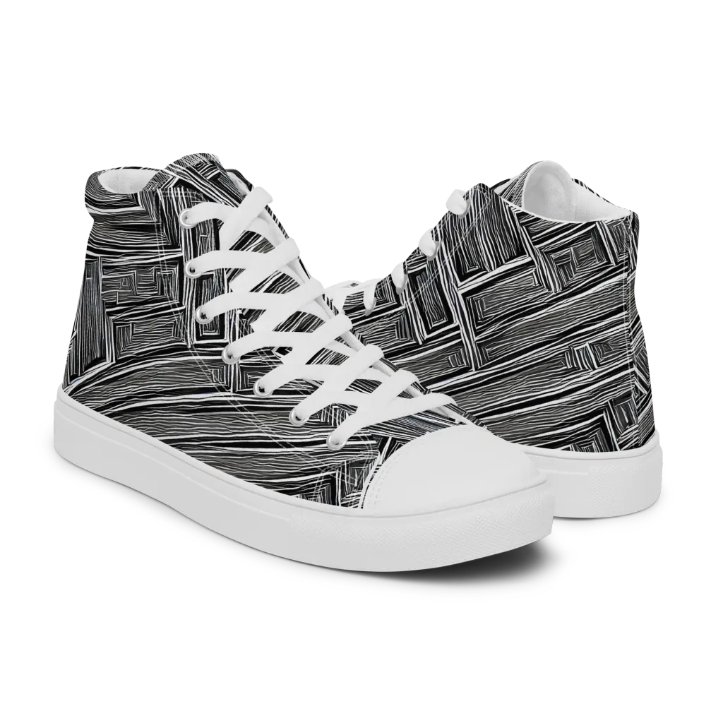 Architectural Grain on Men's High Top Canvas Shoes — Right
