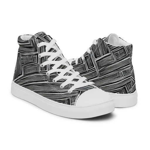 Architectural Grain on a Men's High Top Canvas Shoes