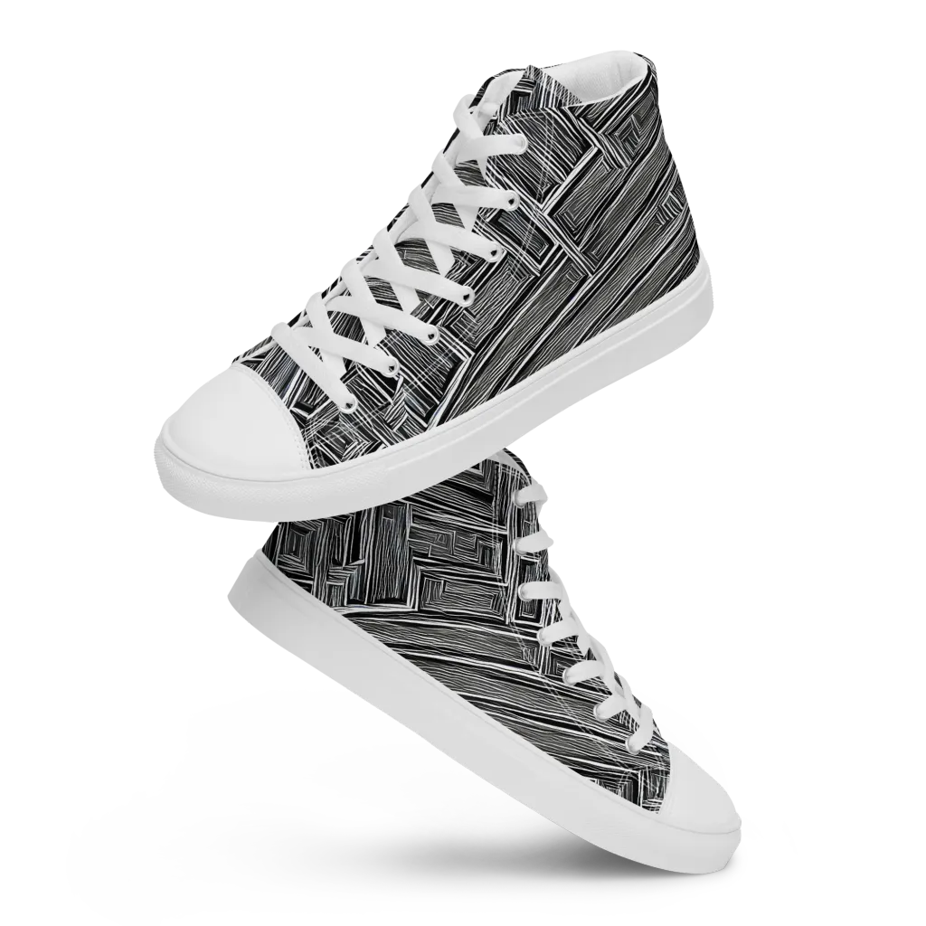 Architectural Grain on Men's High Top Canvas Shoes — Front