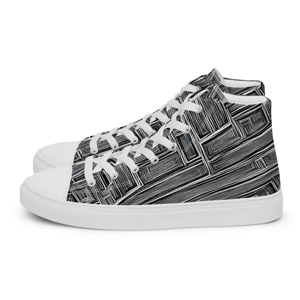 Architectural Grain on Women's High Top Canvas Shoes — Left