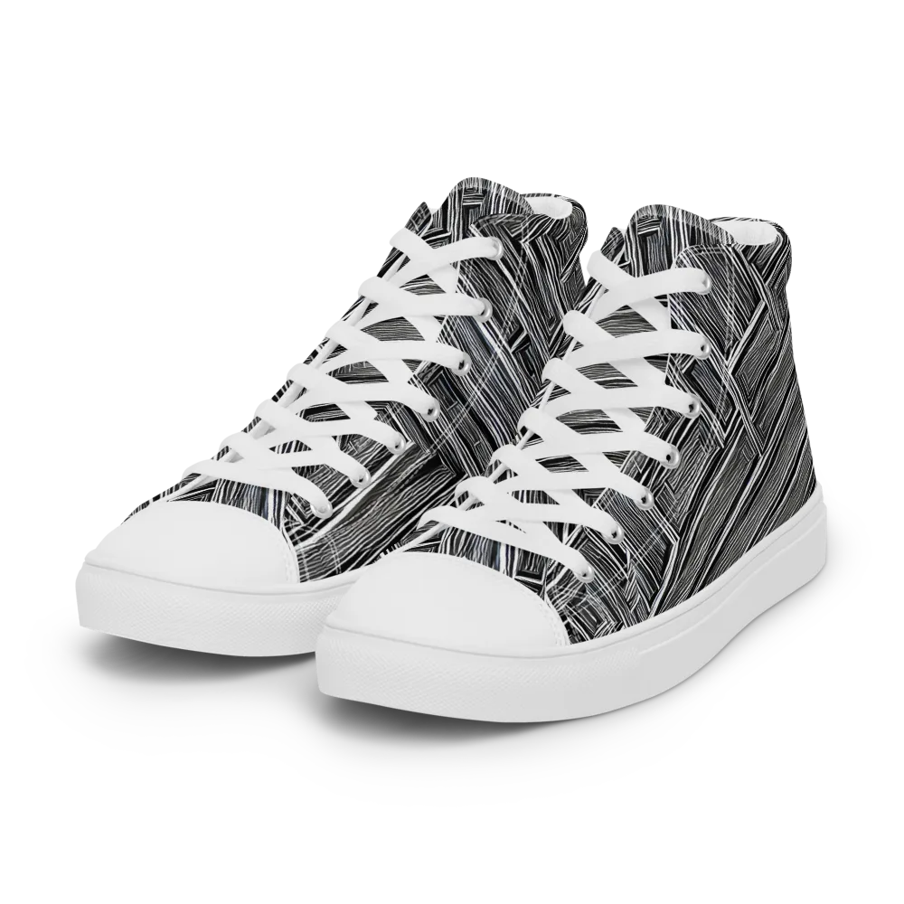Architectural Grain on Women's High Top Canvas Shoes — Left Front