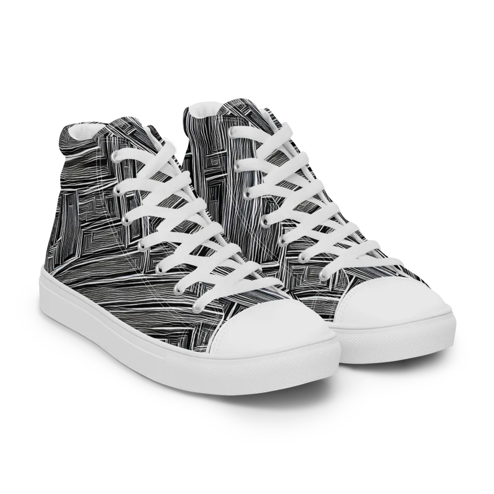 Architectural Grain on Women's High Top Canvas Shoes — Right Front