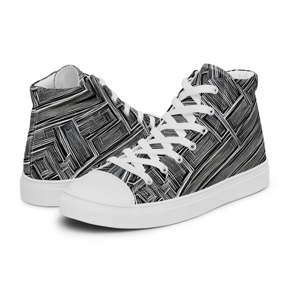 Architectural Grain on Women's High Top Canvas Shoes — Left