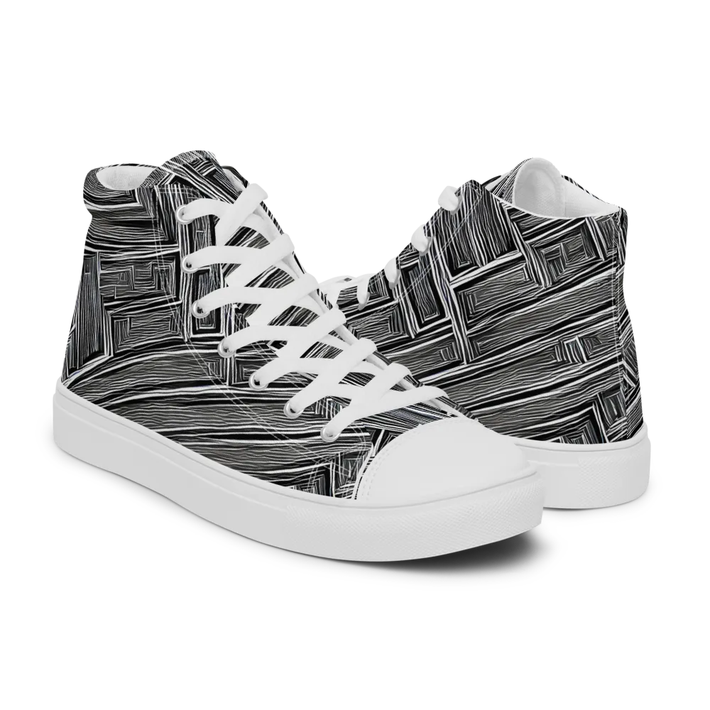 Architectural Grain on Women's High Top Canvas Shoes — Right
