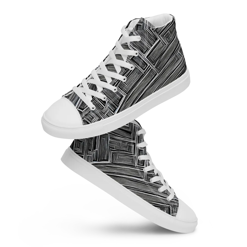 Architectural Grain on Women's High Top Canvas Shoes — Front