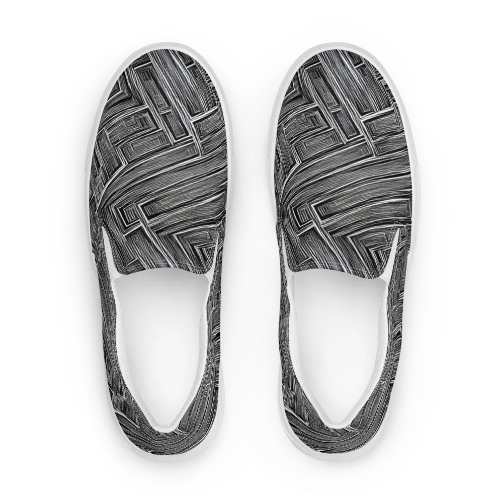 Architectural Grain on Men's Slip-On Canvas Shoes — Front