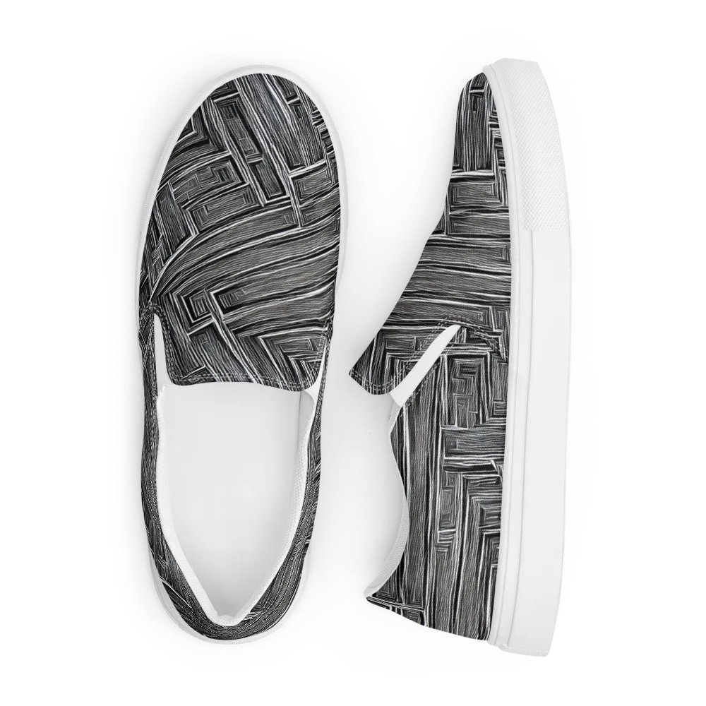 Architectural Grain on Men's Slip-On Canvas Shoes — Front