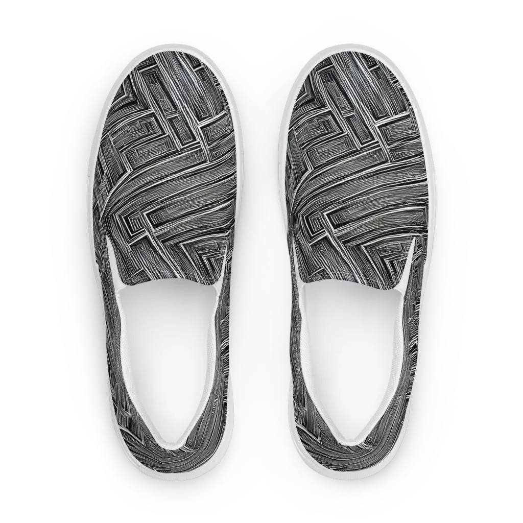 Architectural Grain on Women's Slip-On Canvas Shoes — Front