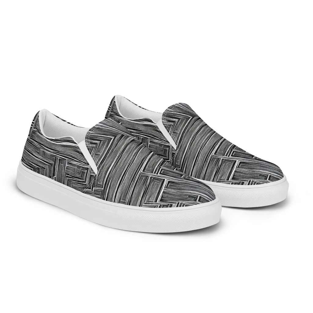 Architectural Grain on Women's Slip-On Canvas Shoes — Right Front
