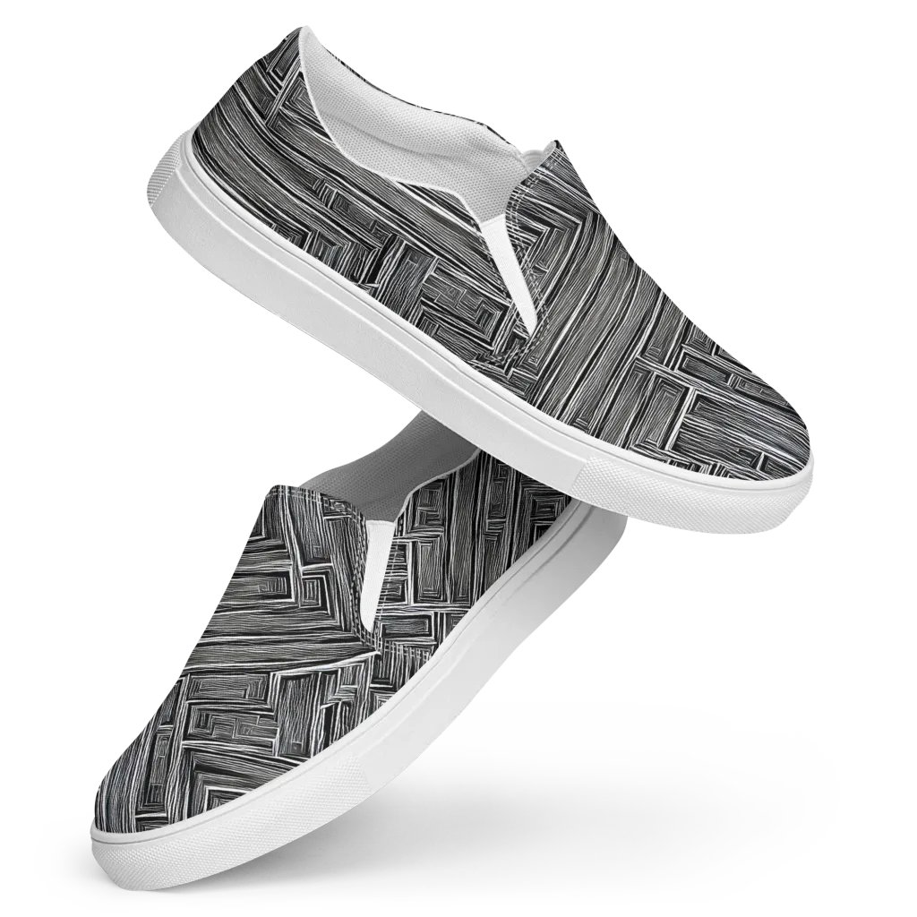 Architectural Grain on Women's Slip-On Canvas Shoes — Front