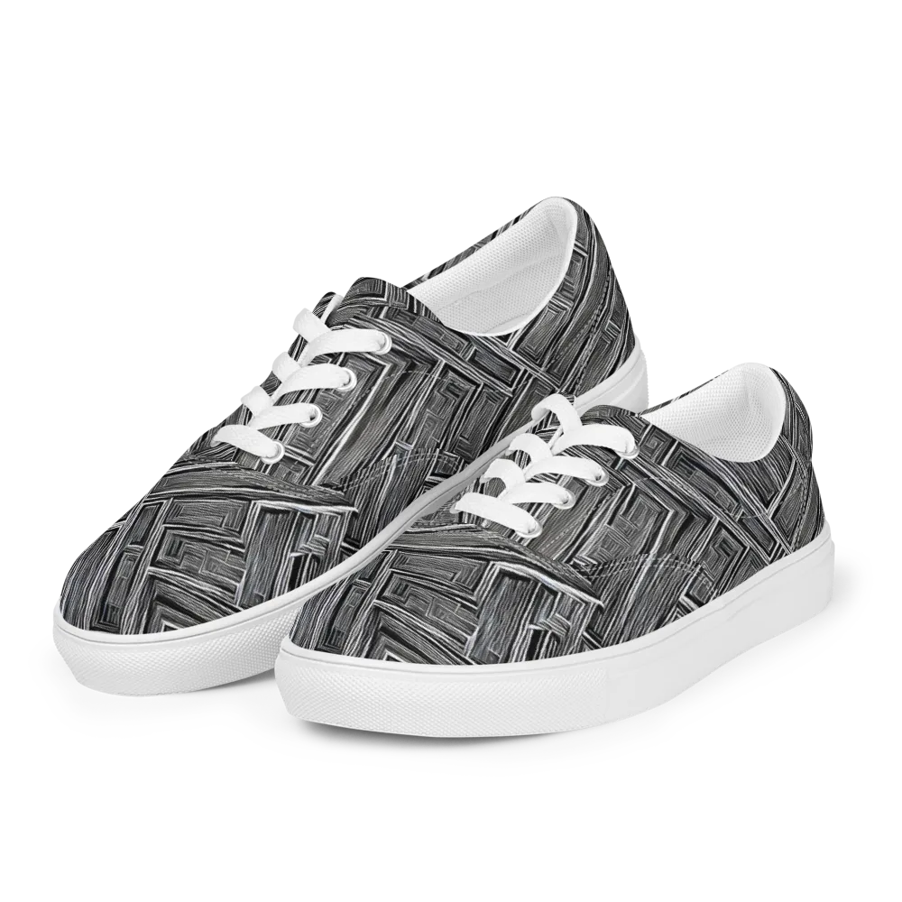 Architectural Grain on Men's Lace-Up Canvas Shoes — Left Front