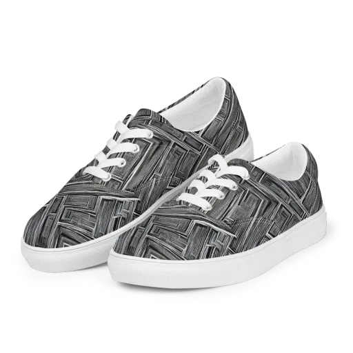 Architectural Grain on a Men's Lace-Up Canvas Shoes