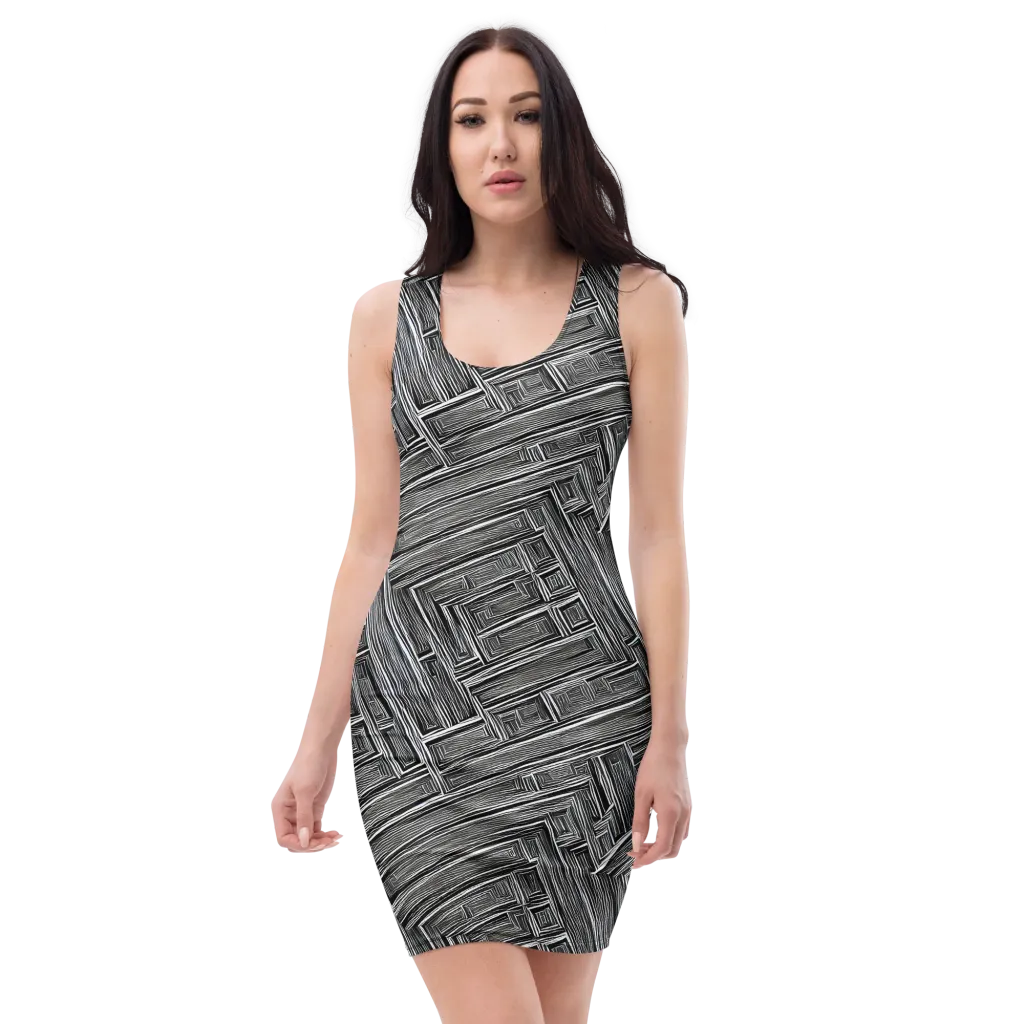 Architectural Grain on Bodycon Dress — Front
