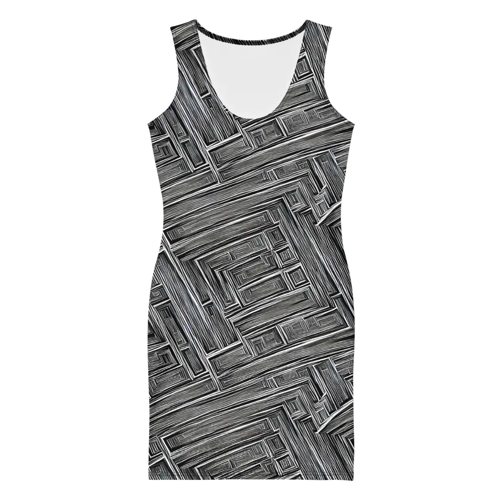 Architectural Grain on Bodycon Dress — Front