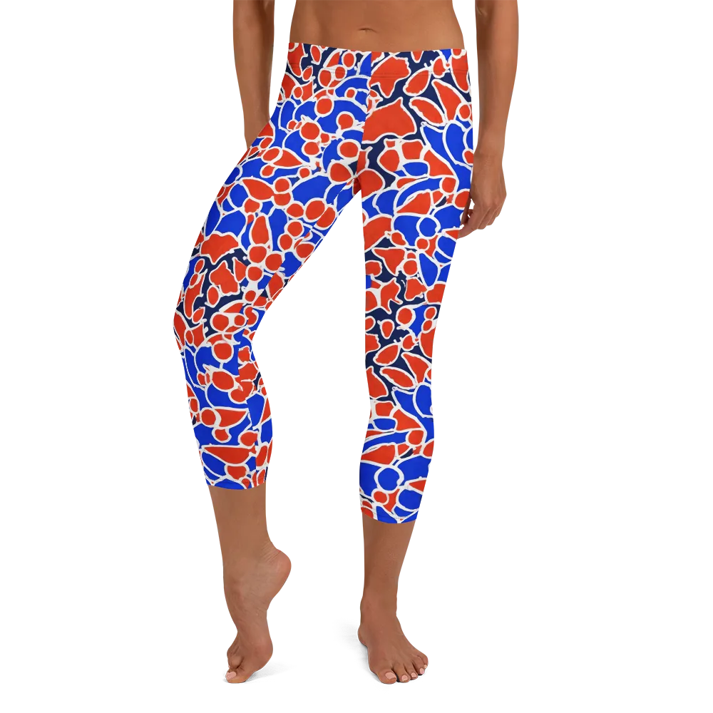 Cobalt Confetti on Capri Leggings — Front