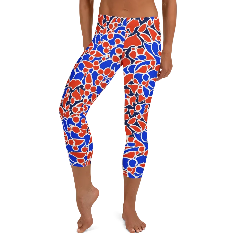 Cobalt Confetti on Capri Leggings — Front