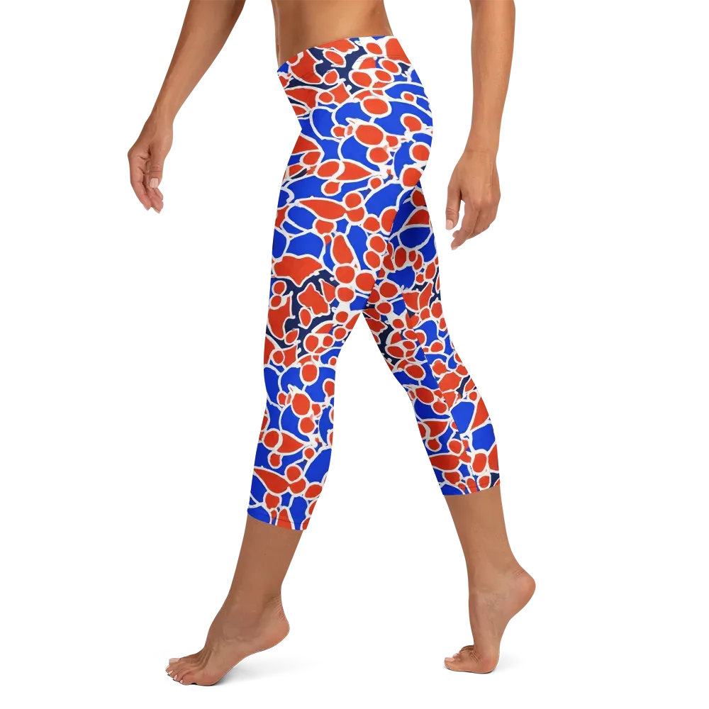 Cobalt Confetti on Capri Leggings — Left