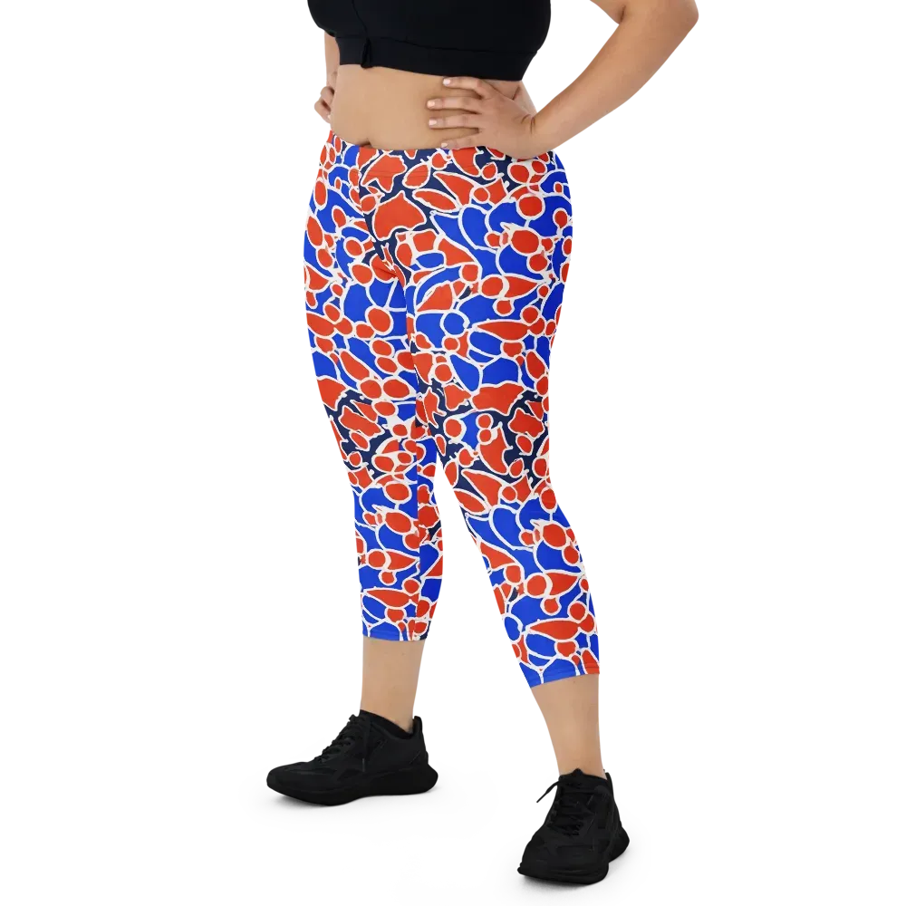 Cobalt Confetti on Capri Leggings — Front