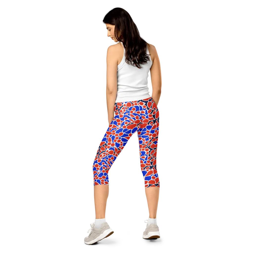 Cobalt Confetti on Capri Leggings — Back