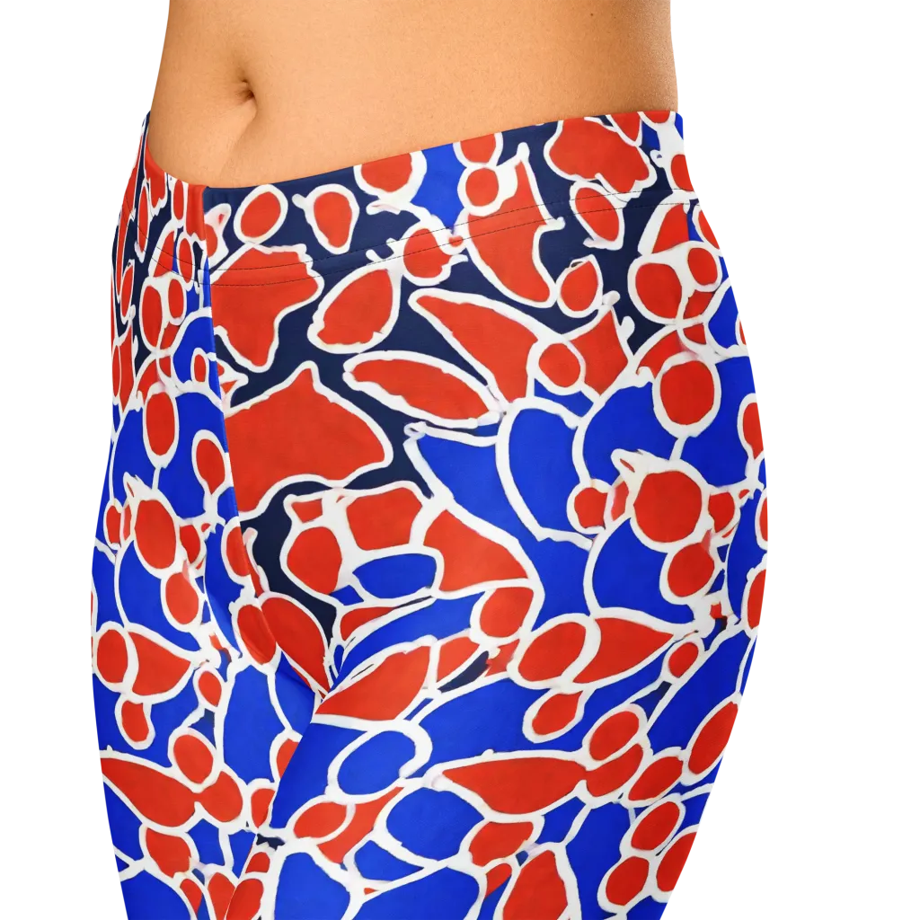 Cobalt Confetti on Capri Leggings — Zoomed-in