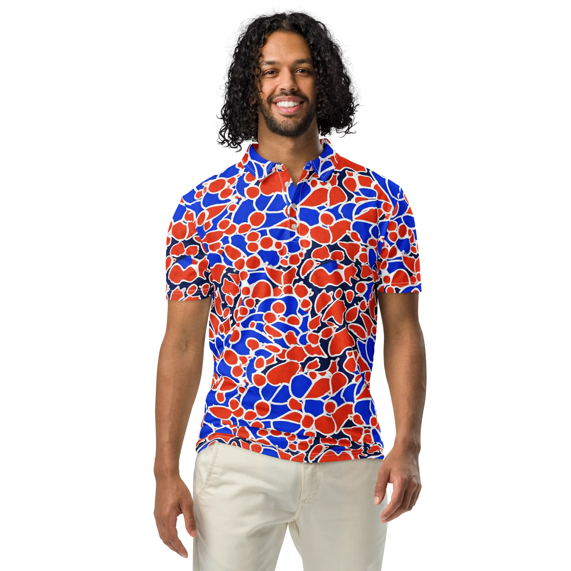 Cobalt Confetti on Men's Slim Fit Polo Shirt — Front