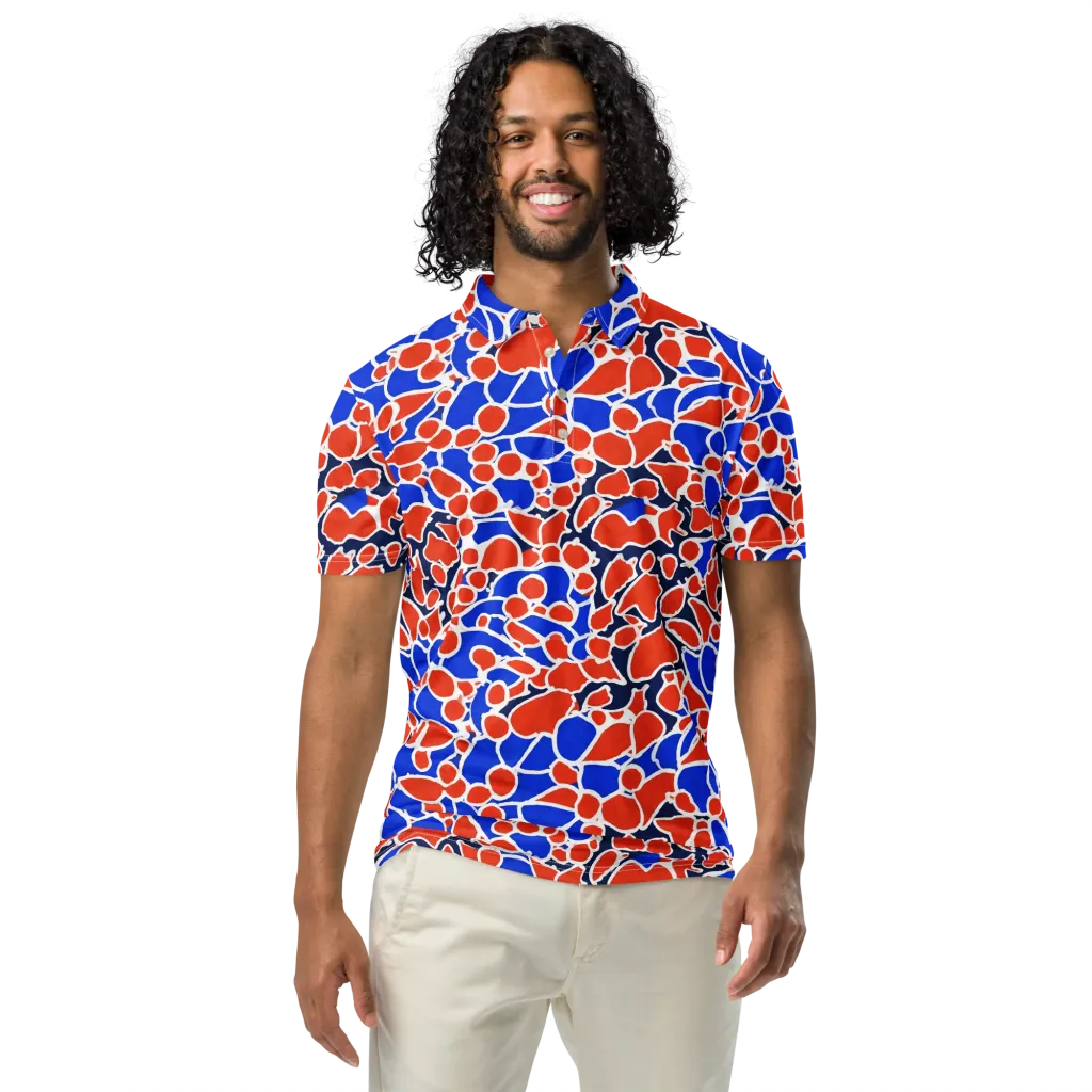 Cobalt Confetti on Men's Slim Fit Polo Shirt — Front