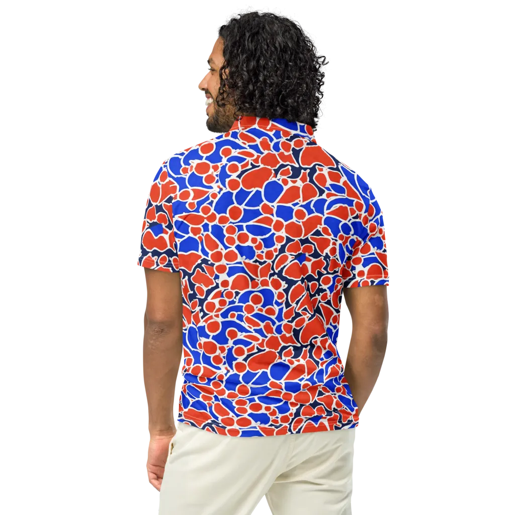 Cobalt Confetti on Men's Slim Fit Polo Shirt — Back
