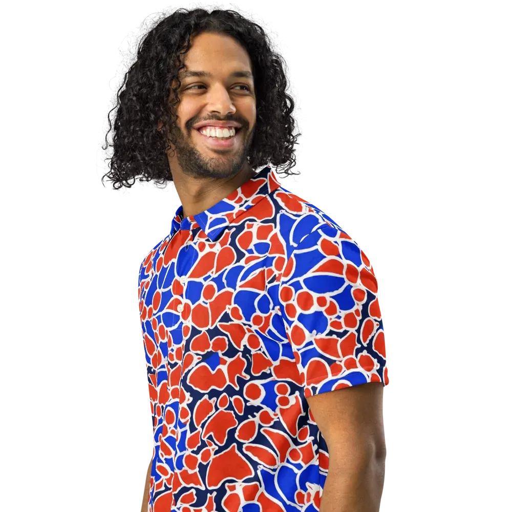 Cobalt Confetti on Men's Slim Fit Polo Shirt — Left Front