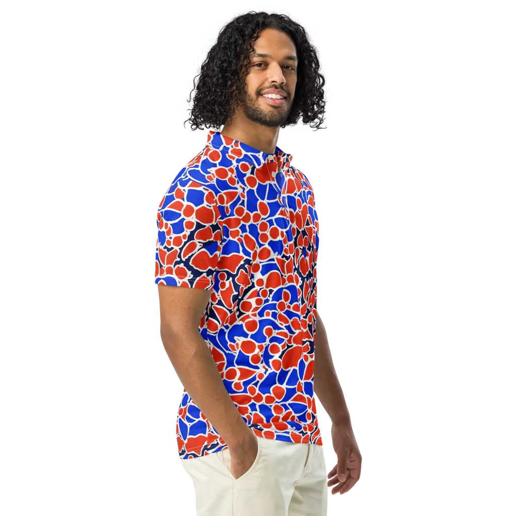 Cobalt Confetti on Men's Slim Fit Polo Shirt — Right Front