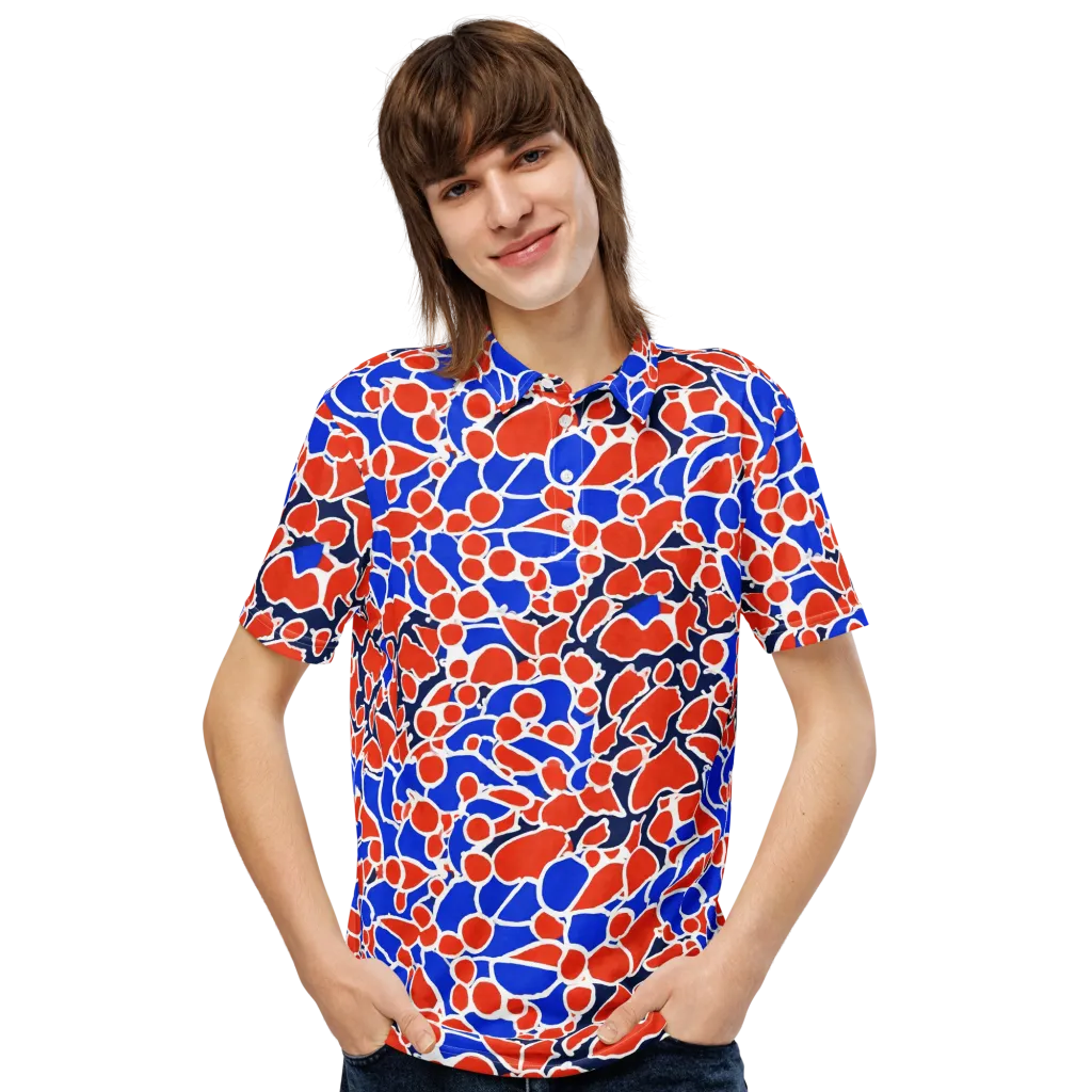 Cobalt Confetti on Men's Slim Fit Polo Shirt — Front