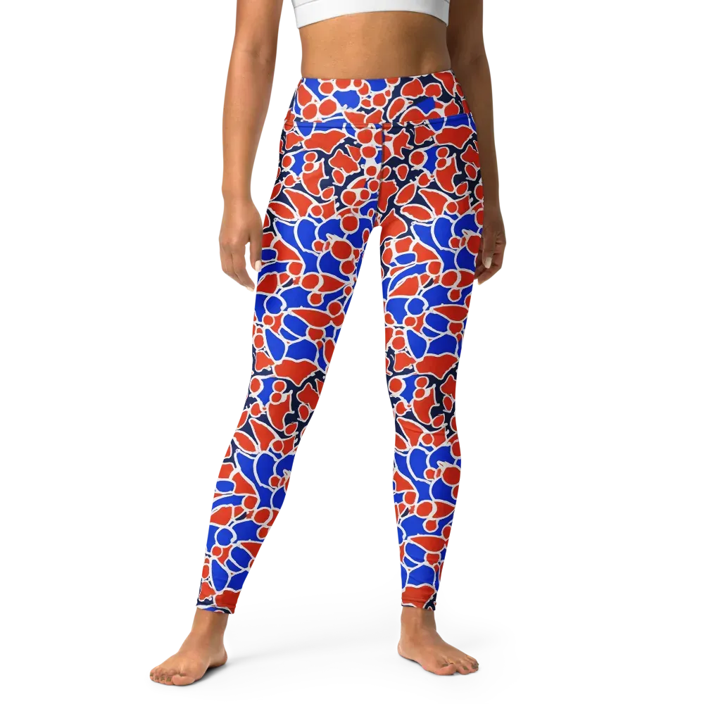 Cobalt Confetti on Yoga Leggings — Front