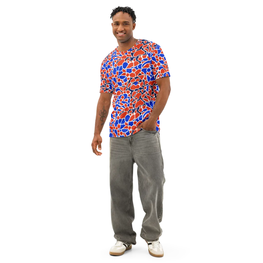 Cobalt Confetti on Men's Cotton Crew Neck T-Shirt — Front