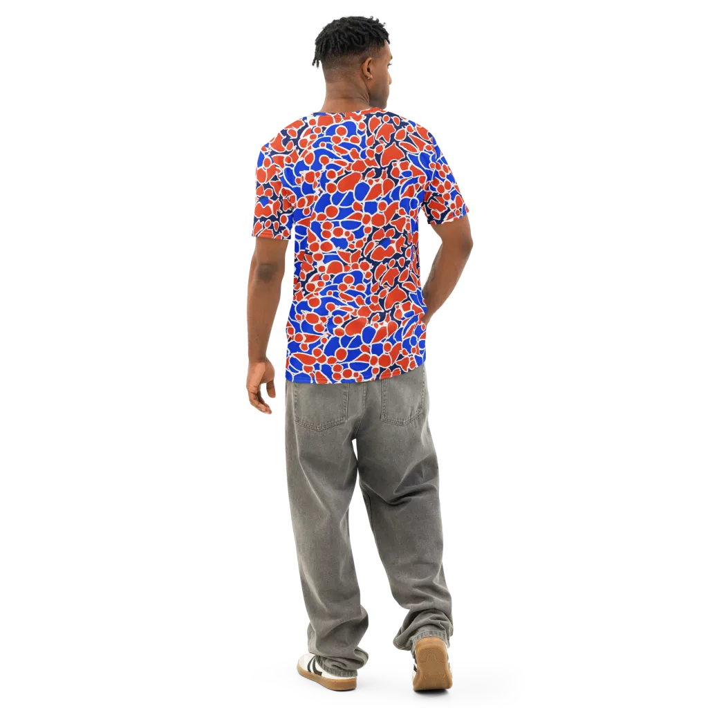 Cobalt Confetti on Men's Cotton Crew Neck T-Shirt — Back