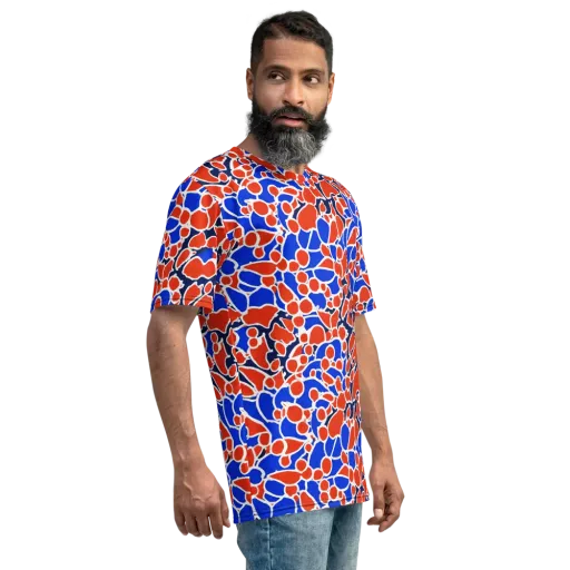 Cobalt Confetti on a Men's Crew Neck T-Shirt