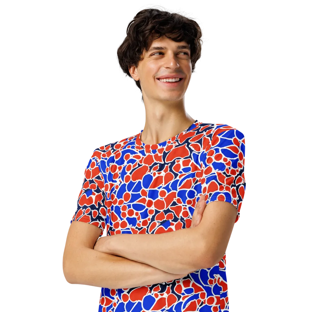Cobalt Confetti on Men's Crew Neck T-Shirt — Left Front