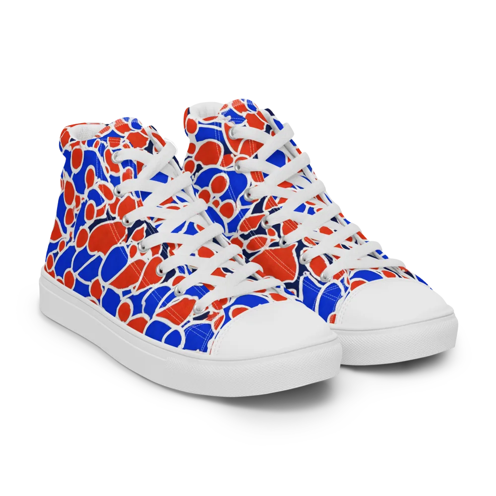 Cobalt Confetti on Men's High Top Canvas Shoes — Right Front