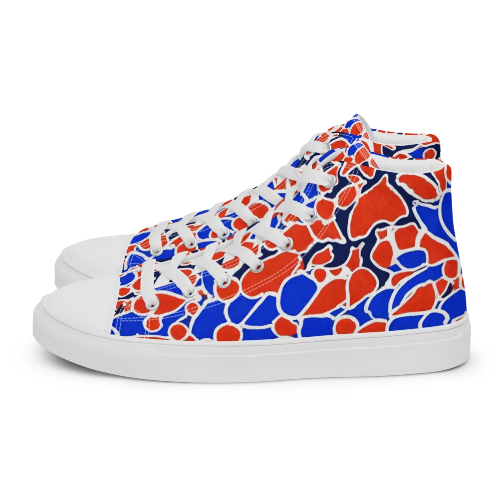 Cobalt Confetti on Men's High Top Canvas Shoes — Left