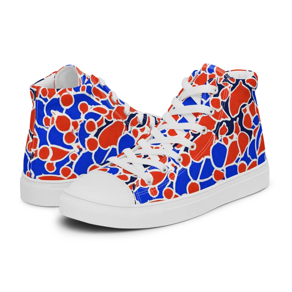 Cobalt Confetti on Men's High Top Canvas Shoes — Left