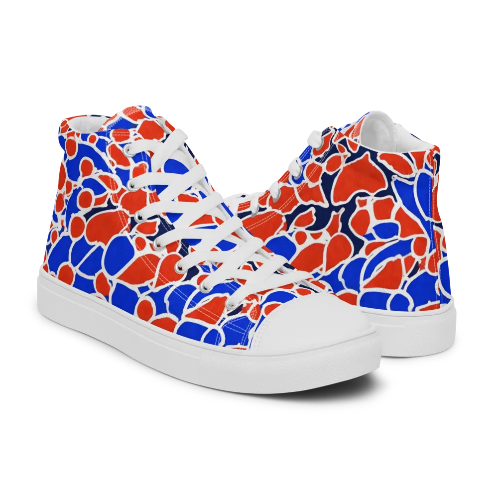 Cobalt Confetti on Men's High Top Canvas Shoes — Right