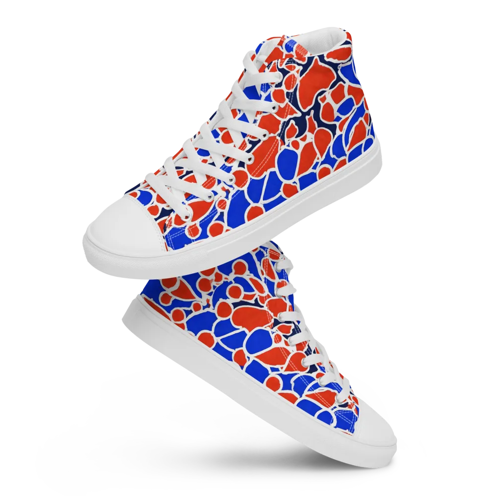 Cobalt Confetti on Men's High Top Canvas Shoes — Front