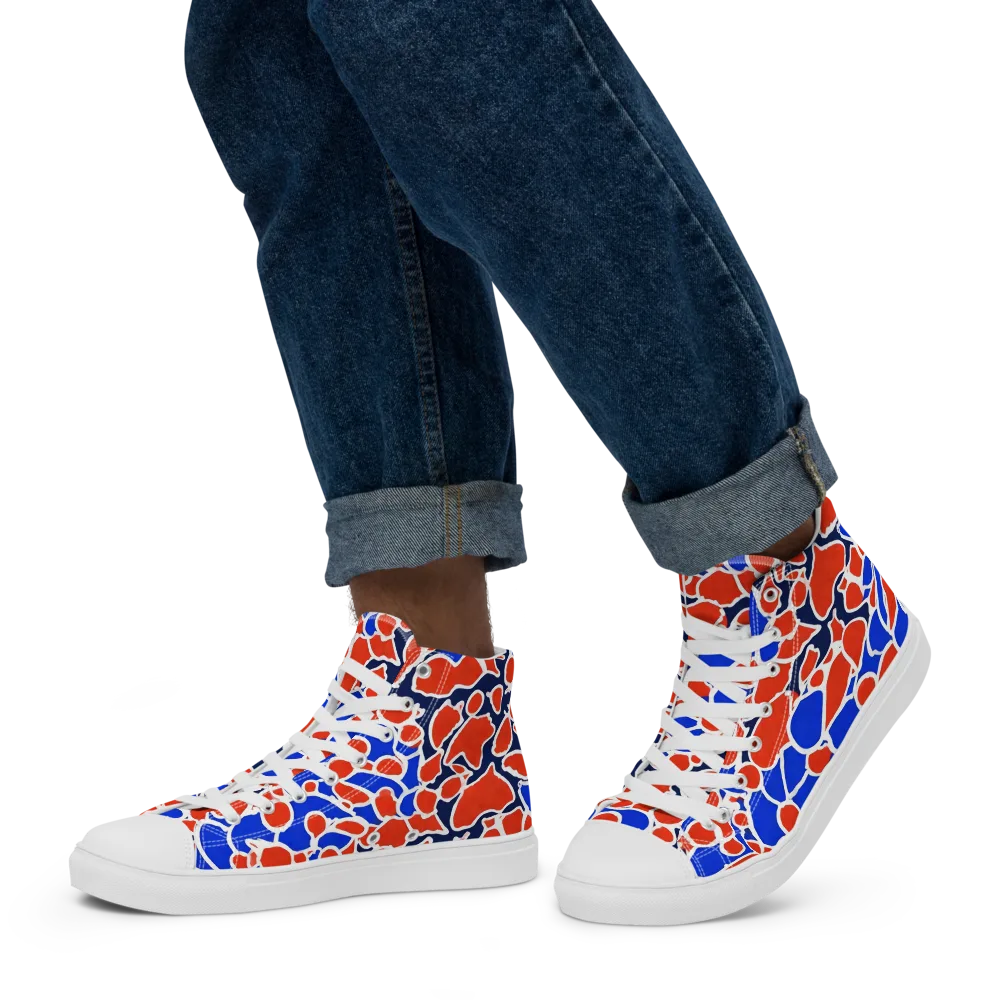 Cobalt Confetti on Men's High Top Canvas Shoes — Left