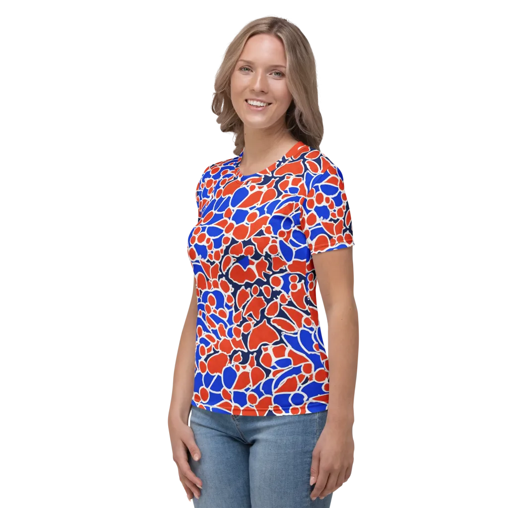 Cobalt Confetti on Women's Crew Neck T-Shirt — Left