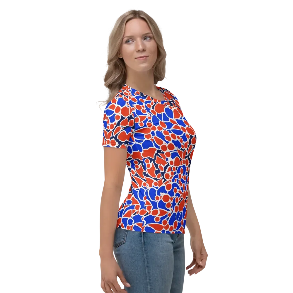 Cobalt Confetti on Women's Crew Neck T-Shirt — Right